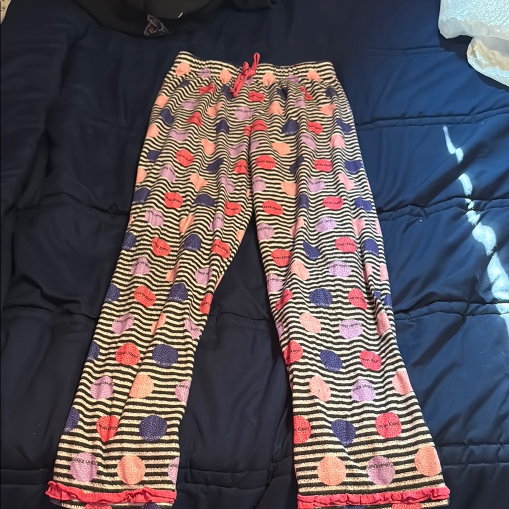 Calvin Klein Striped Pajama Pants with Polkadot Design